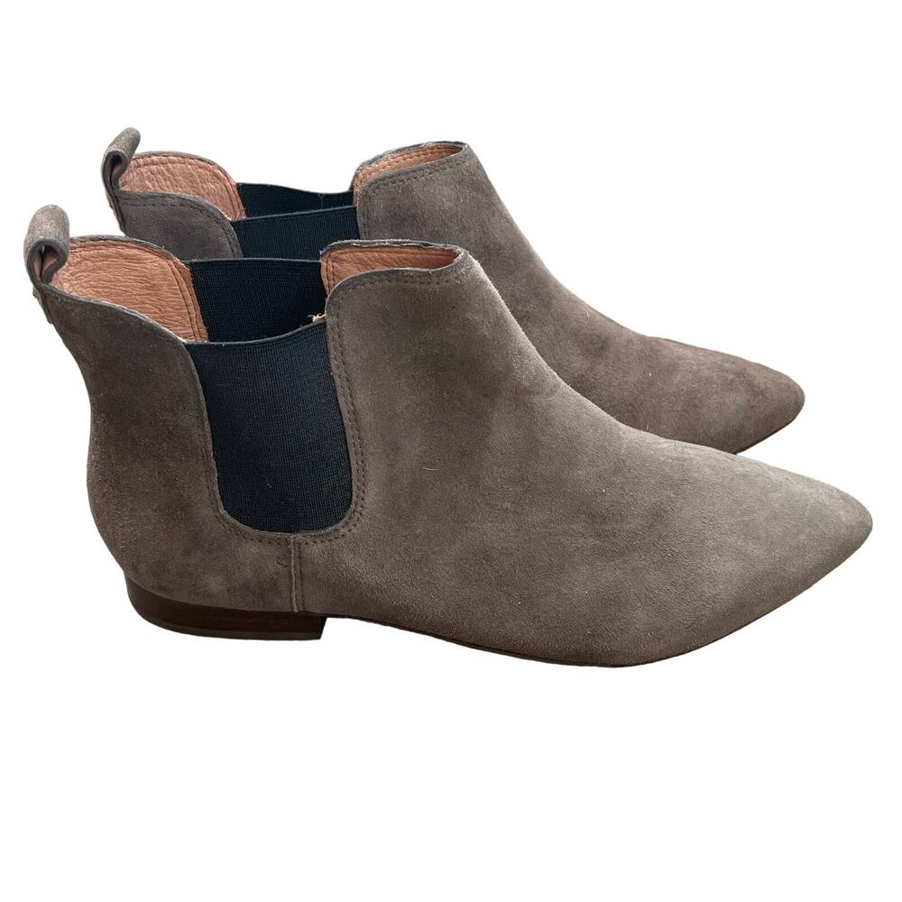 Madewell Gray Suede Pointed-Toe Chelsea Booties